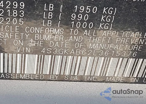 2020 Subaru Impreza Sedan from USA, damaged, VIN 4S3GKAB62L3615376